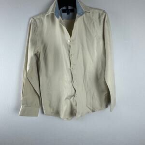 L & Z Royal Boys Solid Long Sleeve Dress Shirt Size 14 Khaki Casual Formal